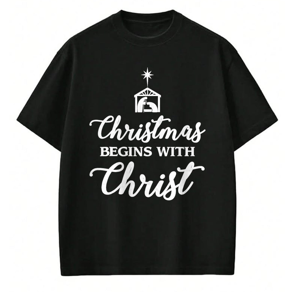 Christian Tee, Christian Faith Unisex T-Shirt/Hoodie/Sweatshirt HLT00 - Christmas Begins With Christ Christmas T-Shirt T-Shirt