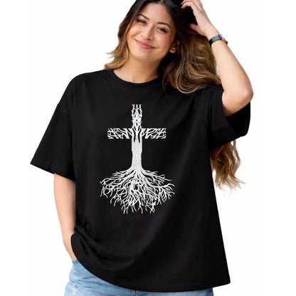 Christian Tee, Christian Faith Unisex T-Shirt/Hoodie/Sweatshirt HLT00 - Cross Roots God Jesus Christ Faith Religious Christian Gift T-Shirt