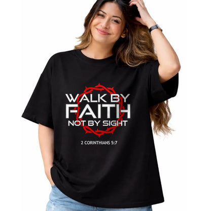 Christian Tee, Christian Faith Unisex T-Shirt/Hoodie/Sweatshirt HLT00 - Jesus Walk by Faith Christian T-Shirt