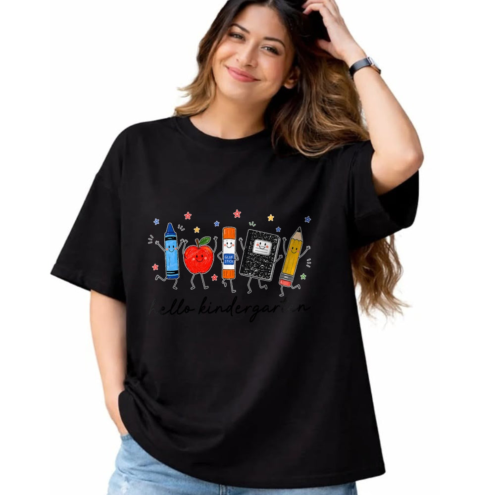 Best Student Shirt, Funny Back To School UnisexT-Shirt/Hoodie/Sweatshirt HLT00 - Back to School Teachers Doodles Crayon Hello Kindergarten T-Shirt