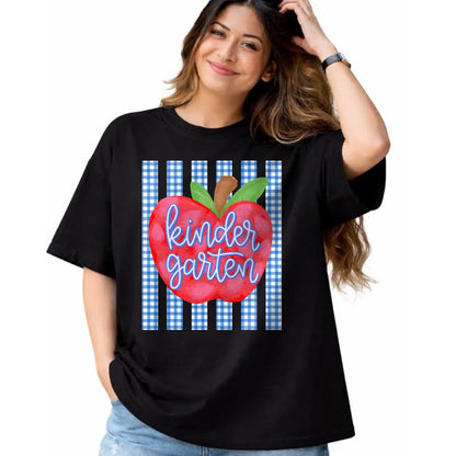 Best Student Shirt, Funny Back To School UnisexT-Shirt/Hoodie/Sweatshirt HLT00 - Kindergarten Apple Striped Happy First Day Back to School T-Shirt