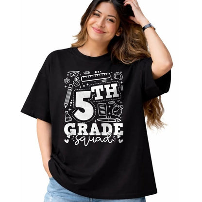 Best Student Shirt, Funny Back To School UnisexT-Shirt/Hoodie/Sweatshirt HLT00 - Back to School 5th Fifth Grade Squad Teacher Kid T-Shirt