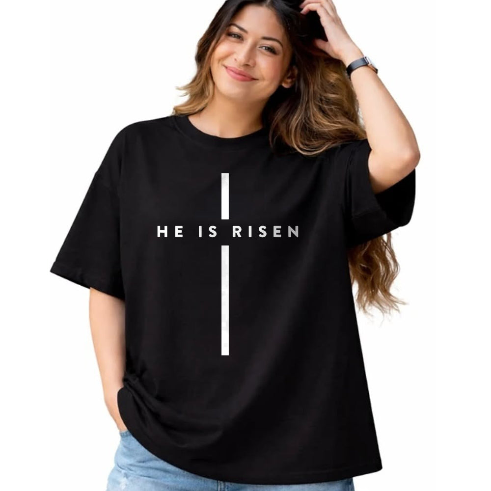 Christian Tee, Christian Faith Unisex T-Shirt/Hoodie/Sweatshirt HLT00 - He Is Risen Cross Jesus Easter Day Christmas Christians T-Shirt (1)