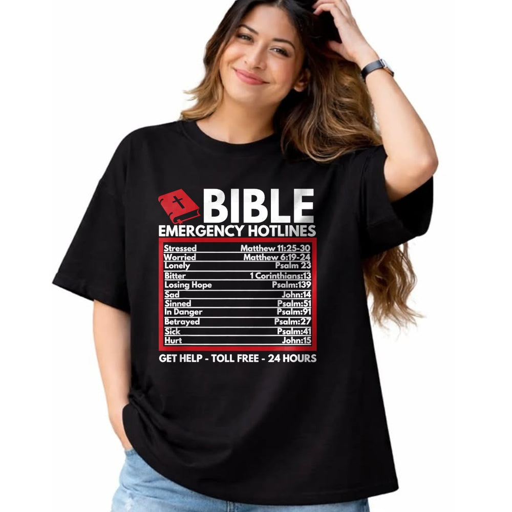 Christian Tee, Christian Faith Unisex T-Shirt/Hoodie/Sweatshirt HLT00 -  Bible Emergency Numbers - Funny Christian Bible & Jesus T-Shirt