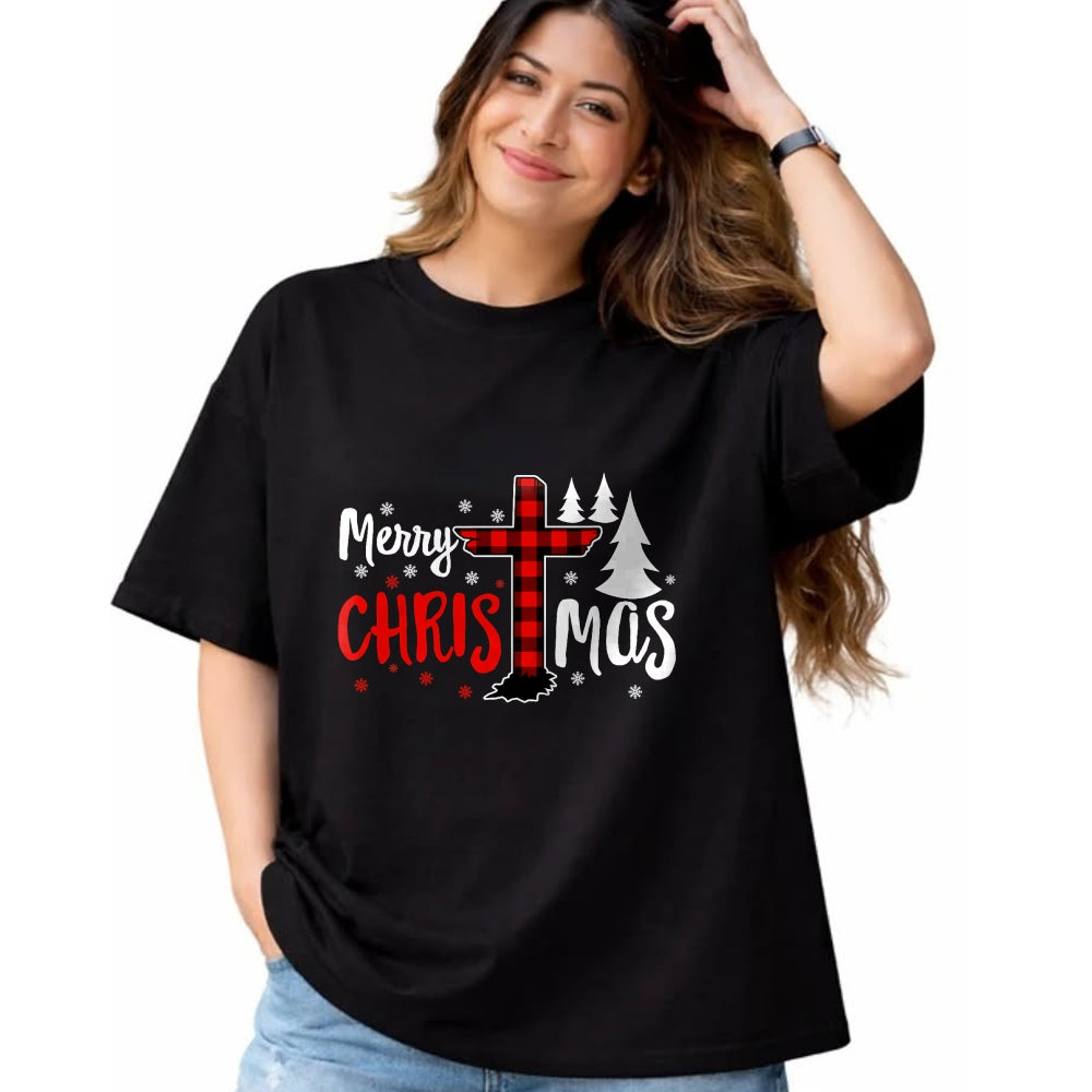 Christian Tee, Christian Faith Unisex T-Shirt/Hoodie/Sweatshirt HLT00 - Merry Christmas Christians Buffalo Plaid T-Shirt