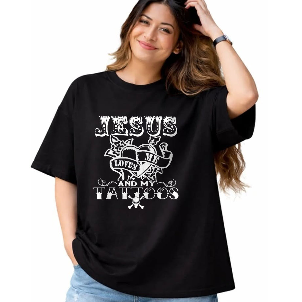 Christian Tee, Christian Faith Unisex T-Shirt/Hoodie/Sweatshirt HLT00 - Jesus Loves Me & My Tattoos Christian Jesus God Tattoo Lover T-Shirt (1)