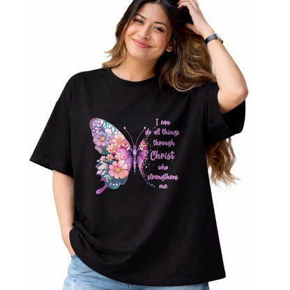 Christian Tee, Christian Faith Unisex T-Shirt/Hoodie/Sweatshirt HLT00 - I Can Do All Things Through Christ Pretty Butterfly T-Shirtall T-Shirt (Copy)