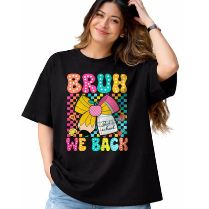 Best Student Shirt, Funny Back To School UnisexT-Shirt/Hoodie/Sweatshirt HLT00 - Bruh We Back Pencil Bow Back to School Teacher Boys Girls T-Shirt