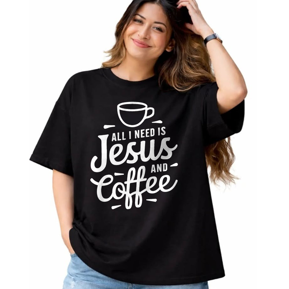 Christian Tee, Christian Faith Unisex T-Shirt/Hoodie/Sweatshirt HLT00 -  All I Need Is Jesus And Coffee Shirt Men Women Religious T-Shirt
