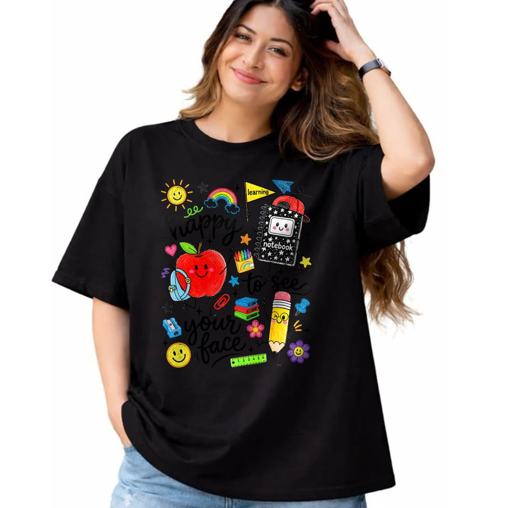 Best Student Shirt, Funny Back To School UnisexT-Shirt/Hoodie/Sweatshirt HLT00 - Happy to See Your Face School Supplies Back to School Kids T-Shirt