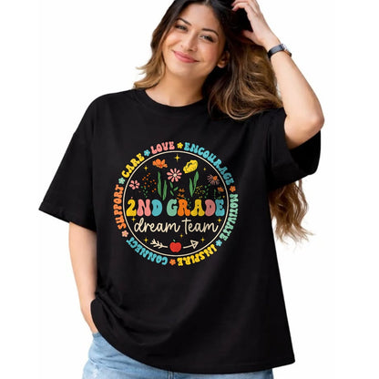 Best Student Shirt, Funny Back To School UnisexT-Shirt/Hoodie/Sweatshirt HLT00 - 2nd Grade Dream Team Back to School Teacher Care Love Floral T-Shirt