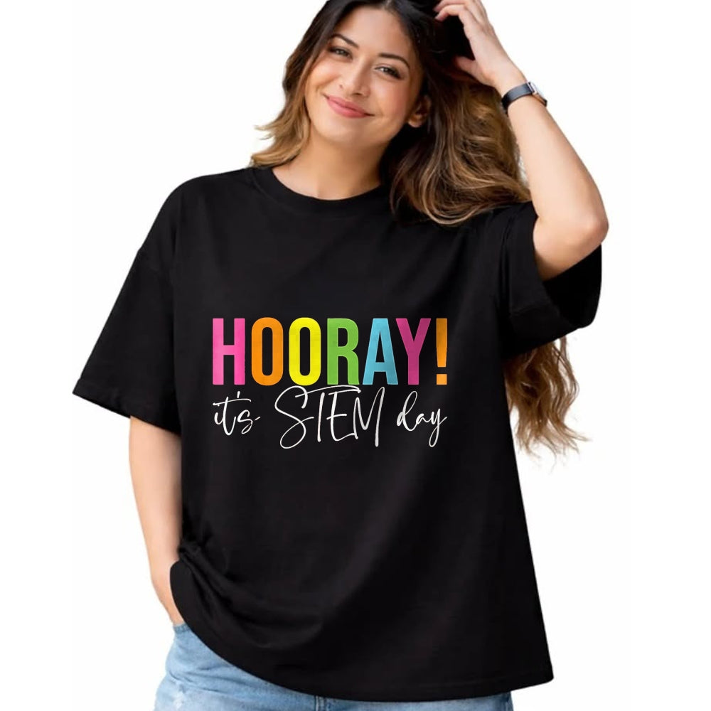 Best Student Shirt, Funny Back To School UnisexT-Shirt/Hoodie/Sweatshirt HLT00 - Hooray It_s STEM Day Teacher Specials Squad Back to School T-Shirt, Women, Black, X-Large