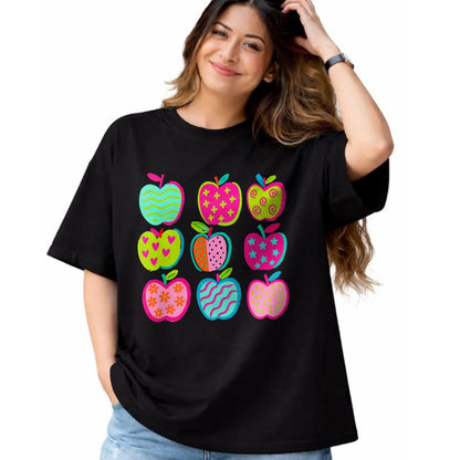 Best Student Shirt, Funny Back To School UnisexT-Shirt/Hoodie/Sweatshirt HLT00 - Cute Patchwork Preppy Apples Back to School Teacher Student T-Shirt (3)