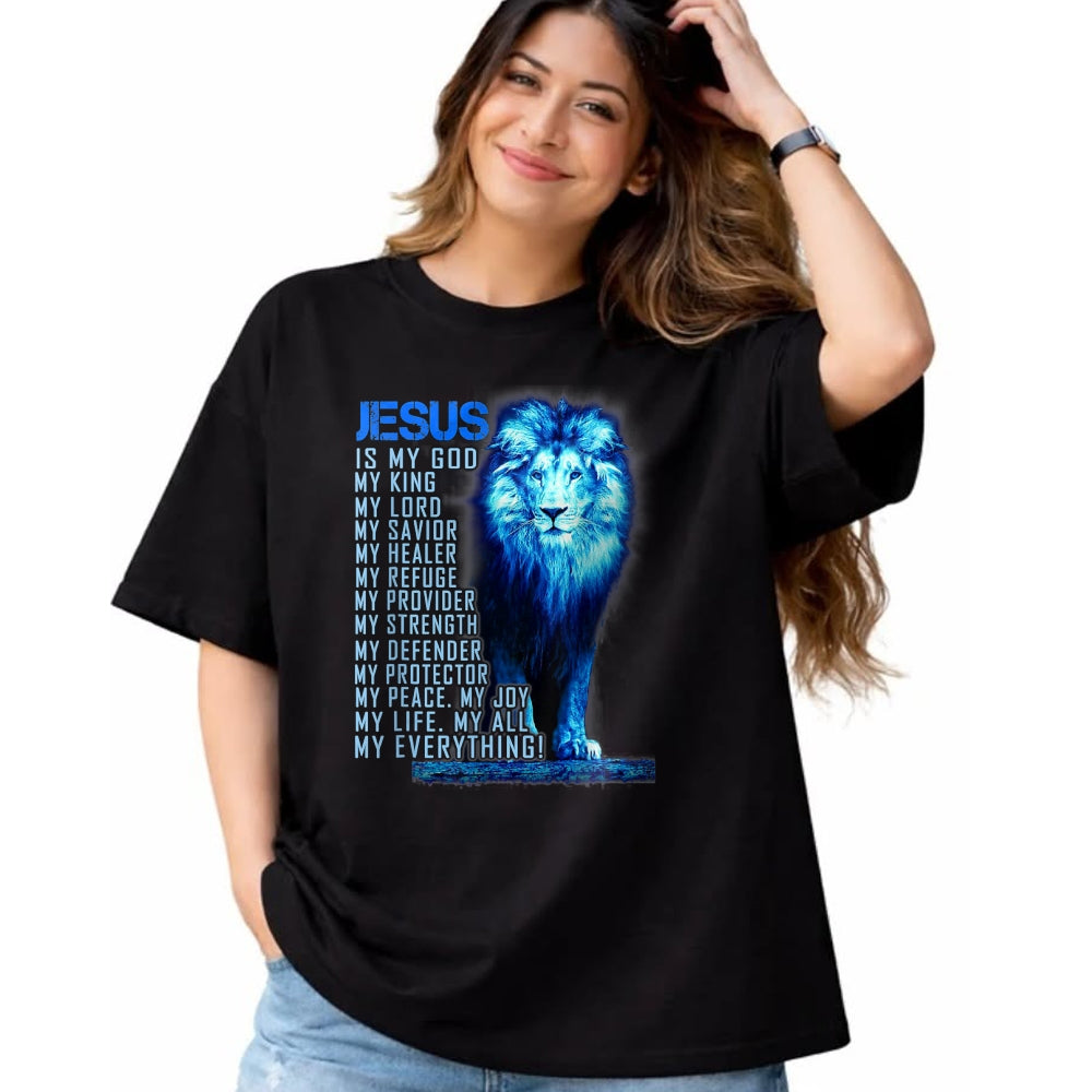 Christian Tee, Christian Faith Unisex T-Shirt/Hoodie/Sweatshirt HLT00 - Lion Christian Jesus Is My God King, Lord, and Savior T-Shirt