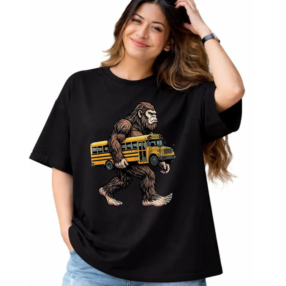 Best Student Shirt, Funny Back To School UnisexT-Shirt/Hoodie/Sweatshirt HLT00 - Bigfoot Carrying School Bus Funny Sasquatch Back to School T-Shirt