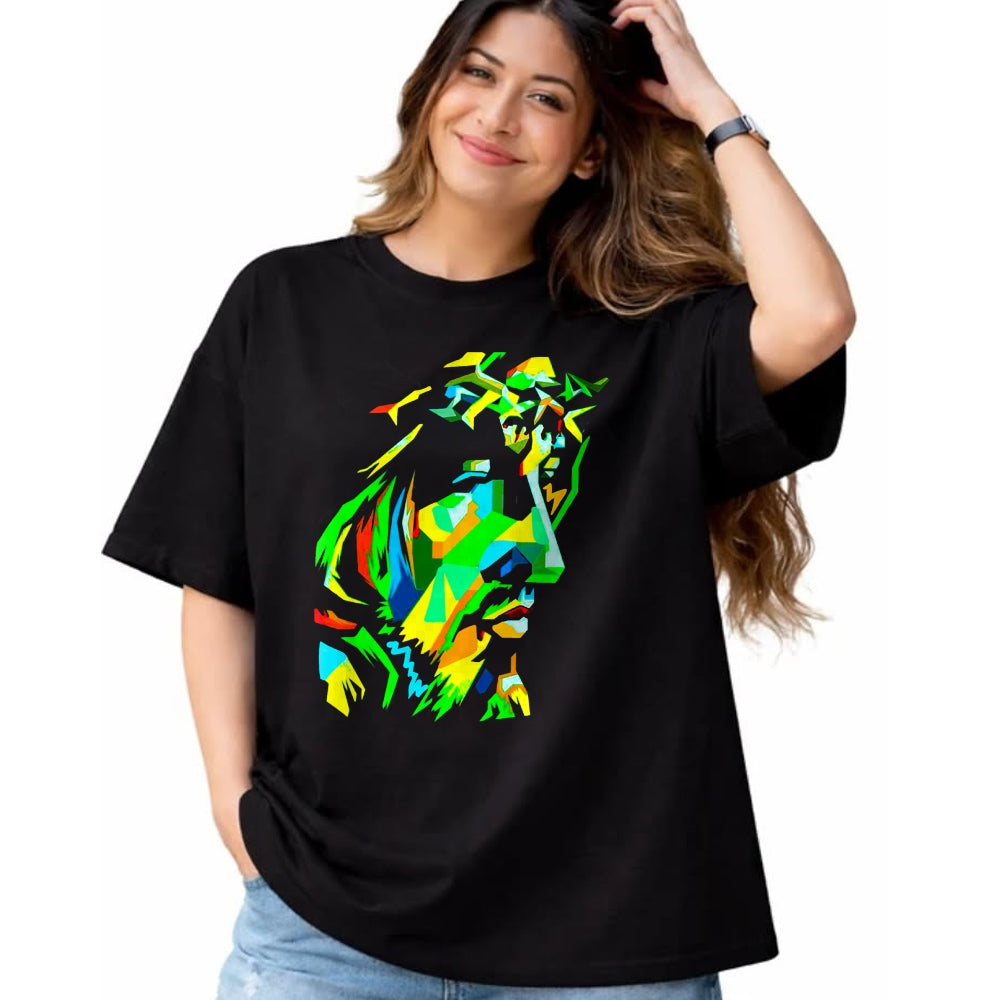 Christian Tee, Christian Faith Unisex T-Shirt/Hoodie/Sweatshirt HLT00 - Jesucristo Pop Art Jesus Christ Face, Catholic Icon Painting T-Shirt