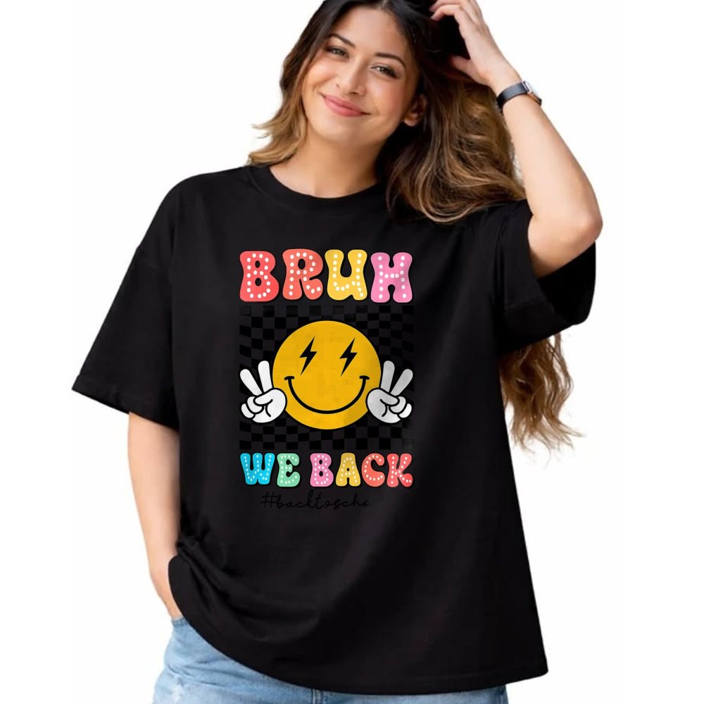 Best Student Shirt, Funny Back To School UnisexT-Shirt/Hoodie/Sweatshirt HLT00 - Bruh We Back Checkered Smile Face Back To School Teacher Kid T-Shirt