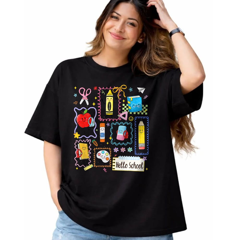 Best Student Shirt, Funny Back To School UnisexT-Shirt/Hoodie/Sweatshirt HLT00 - Back to School Hello School Cute Apple Crayon Boy Girl Kid T-Shirt