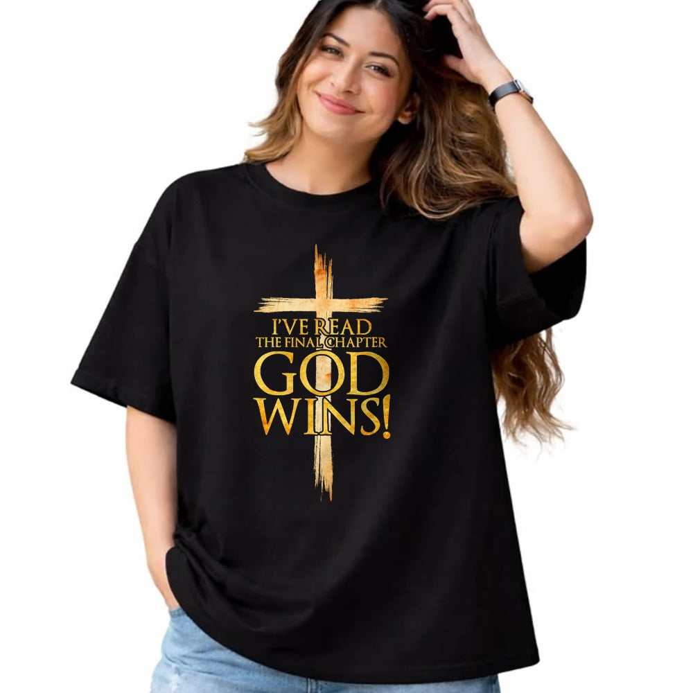 Christian Tee, Christian Faith Unisex T-Shirt/Hoodie/Sweatshirt HLT00 - I_ve Read the Final Chapter God Wins Christian Faith Cross T-Shirt