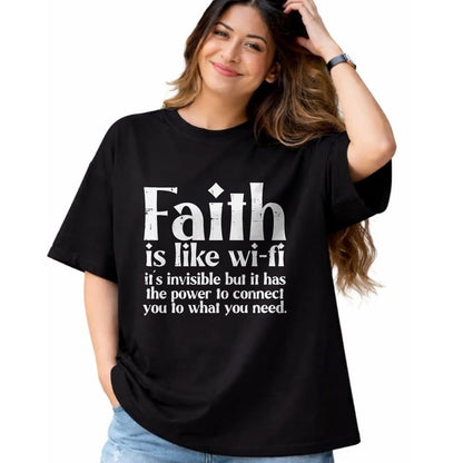 Christian Tee, Christian Faith Unisex T-Shirt/Hoodie/Sweatshirt HLT00 - Faith Is Like Wifi God Jesus Religious Christian Men Women T-Shirt