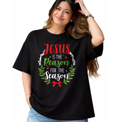 Christian Tee, Christian Faith Unisex T-Shirt/Hoodie/Sweatshirt HLT00 - Jesus is the reason for the season christian christmas Long Sleeve T-Shirt (1)