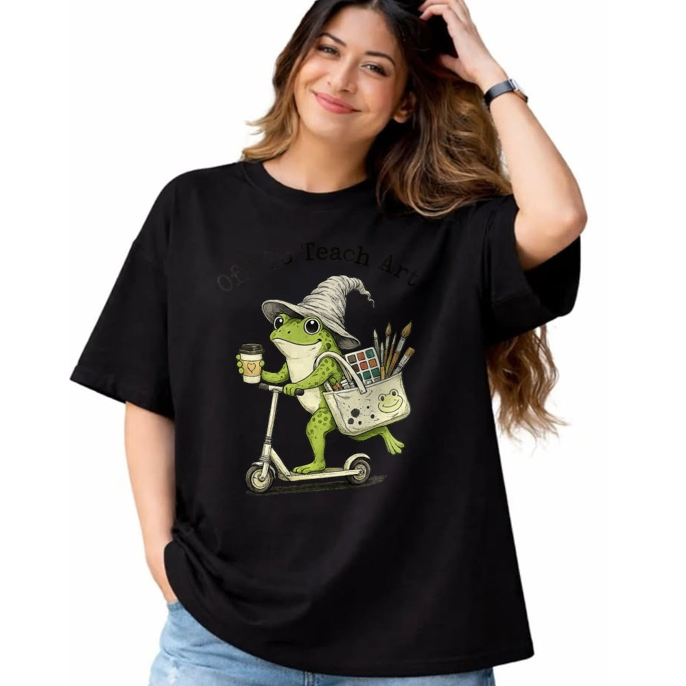 Best Student Shirt, Funny Back To School UnisexT-Shirt/Hoodie/Sweatshirt HLT00 - Frog Art Teacher Off to Teach Creative Classroom Painting T-Shirt
