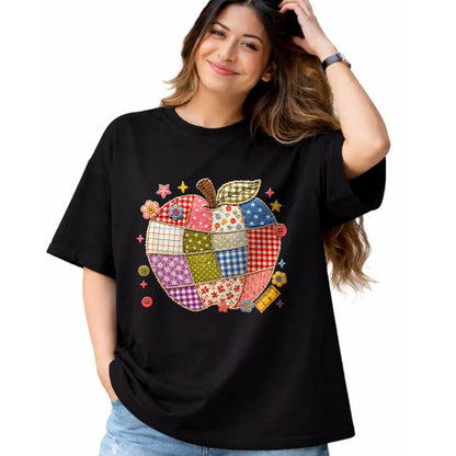 Best Student Shirt, Funny Back To School UnisexT-Shirt/Hoodie/Sweatshirt HLT00 - Cute Patchwork Preppy Apples Back to School Teacher Student T-Shirt (2)