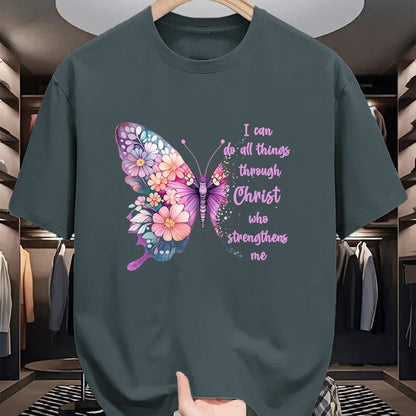 Christian Tee, Christian Faith Unisex T-Shirt/Hoodie/Sweatshirt HLT00 - I Can Do All Things Through Christ Pretty Butterfly T-Shirtall T-Shirt (Copy)