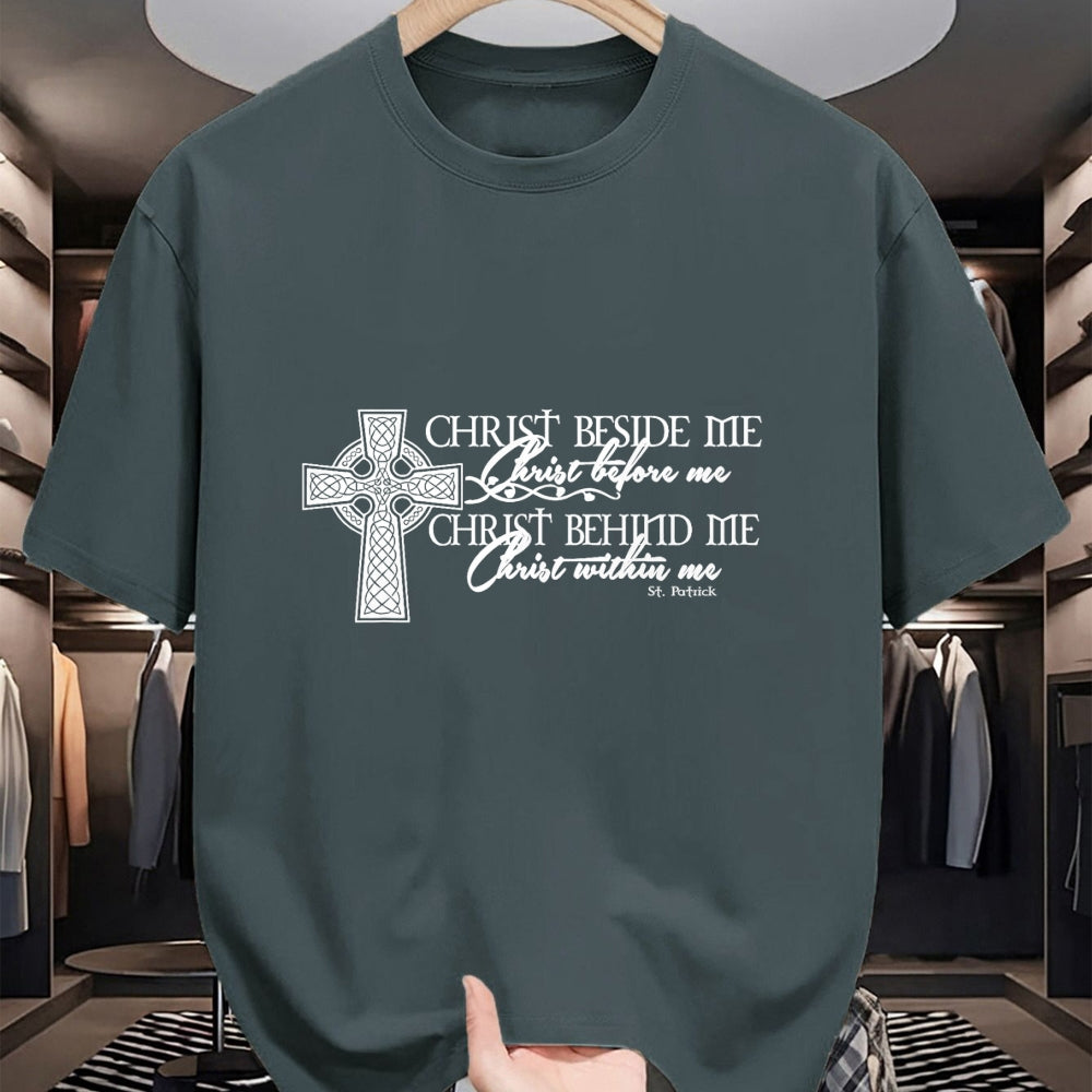 Christian Tee, Christian Faith Unisex T-Shirt/Hoodie/Sweatshirt HLT00 -  Christ Beside Me Christ Before Me Christ Behind Me T-Shirt