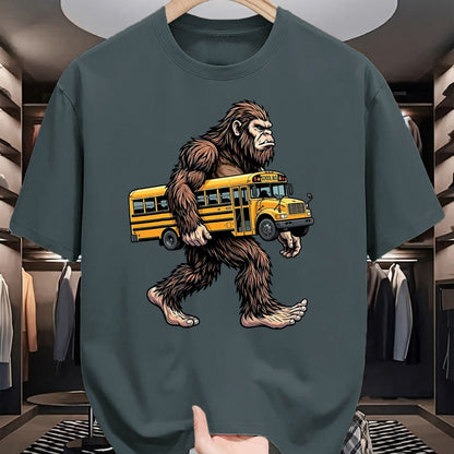 Best Student Shirt, Funny Back To School UnisexT-Shirt/Hoodie/Sweatshirt HLT00 - Bigfoot Carrying School Bus Funny Sasquatch Back to School T-Shirt