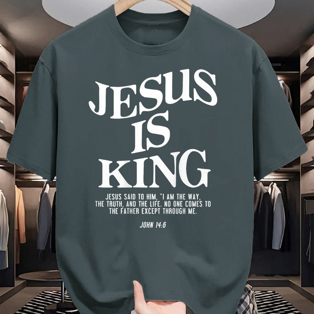 Christian Tee, Christian Faith Unisex T-Shirt/Hoodie/Sweatshirt HLT00 - Jesus Is King Jesus John 146 Costume Christian (On Back) T-Shirt (2)