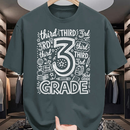 Best Student Shirt, Funny Back To School UnisexT-Shirt/Hoodie/Sweatshirt HLT00 - 3rd Grade Typography Team Third Grade Teacher Back to School T-Shirt, Men, Black, 3X-Large