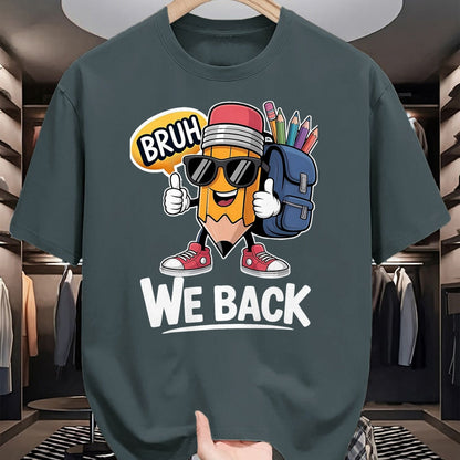 Best Student Shirt, Funny Back To School UnisexT-Shirt/Hoodie/Sweatshirt HLT00 - Bruh We Back Cute Pencil Teacher Student Boys Back to School T-Shirt, Men, Black, 3X-Large