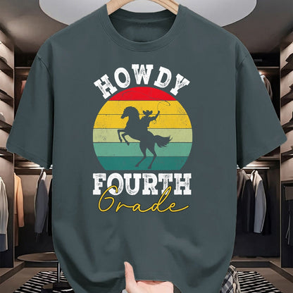 Best Student Shirt, Funny Back To School UnisexT-Shirt/Hoodie/Sweatshirt HLT00 - Howdy 4th Grade Cowboy Western Back To School Fourth Grade T-Shirt