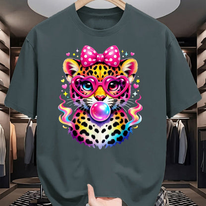 Best Student Shirt, Funny Back To School UnisexT-Shirt/Hoodie/Sweatshirt HLT00 - Funny Leopard Glasses Blowing Bubble Gum Back to School Kids T-Shirt, Women, Black, Medium