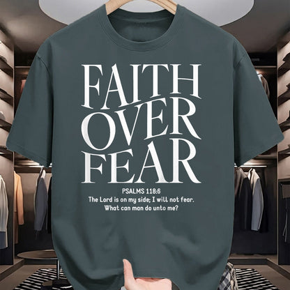 Christian Tee, Christian Faith Unisex T-Shirt/Hoodie/Sweatshirt HLT00 - Faith Over Fear Christian (on back) T-Shirt (1)