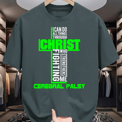 Christian Tee, Christian Faith Unisex T-Shirt/Hoodie/Sweatshirt HLT00 -  All Through Christ Cerebral Palsy Warrior Awareness shirt T-Shirt
