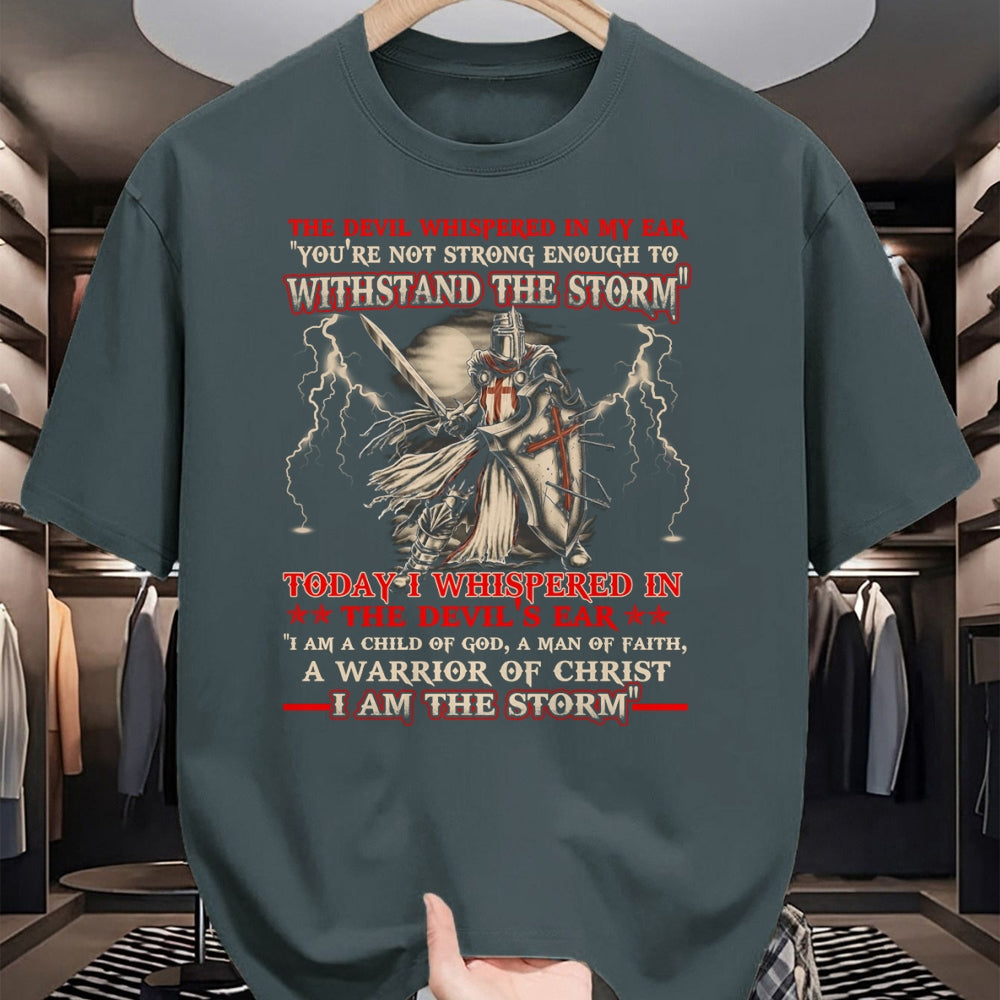 Christian Tee, Christian Faith Unisex T-Shirt/Hoodie/Sweatshirt HLT00 - Knight Templar I Am The Storm For Men Christ Gift Long Sleeve T-Shirt