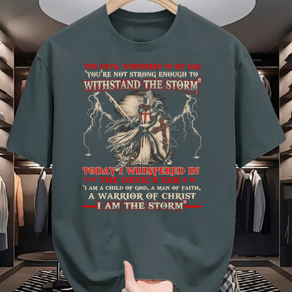Christian Tee, Christian Faith Unisex T-Shirt/Hoodie/Sweatshirt HLT00 - Knight Templar I Am The Storm For Men Christ Gift Long Sleeve T-Shirt