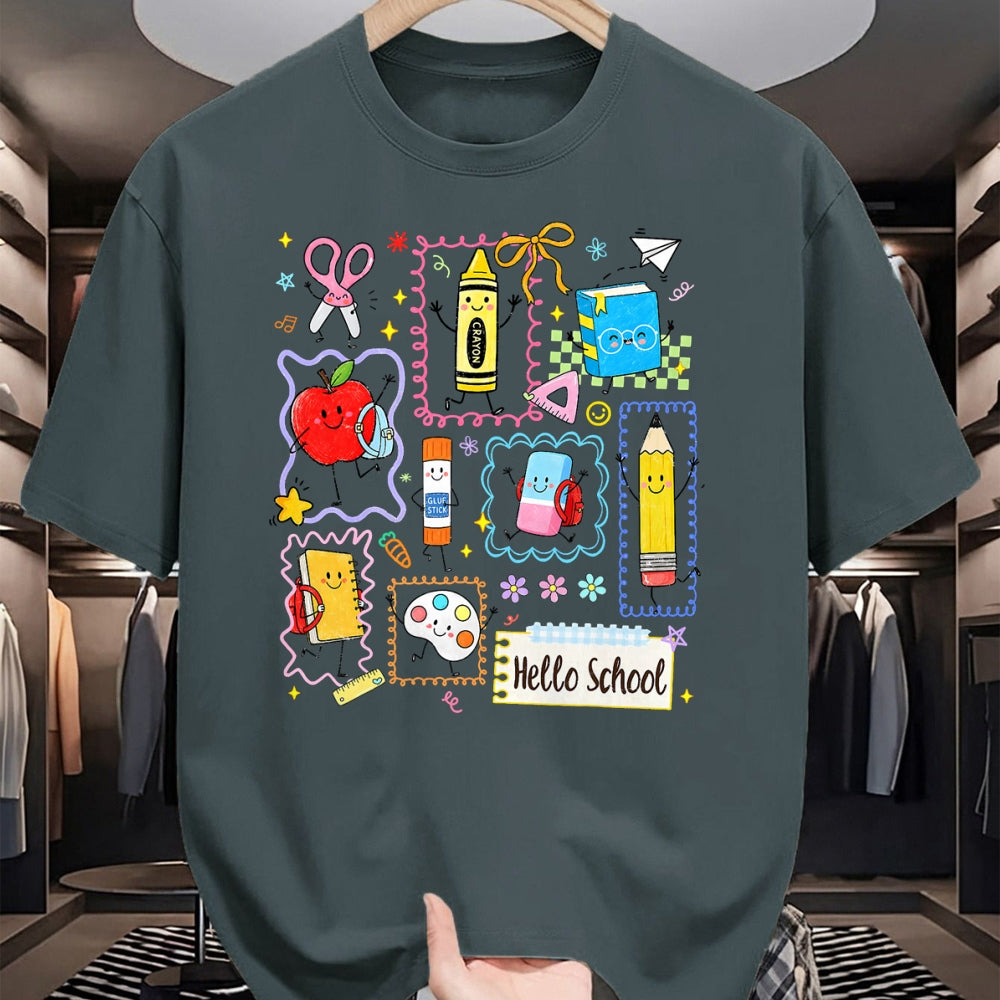 Best Student Shirt, Funny Back To School UnisexT-Shirt/Hoodie/Sweatshirt HLT00 - Back to School Hello School Cute Apple Crayon Boy Girl Kid T-Shirt