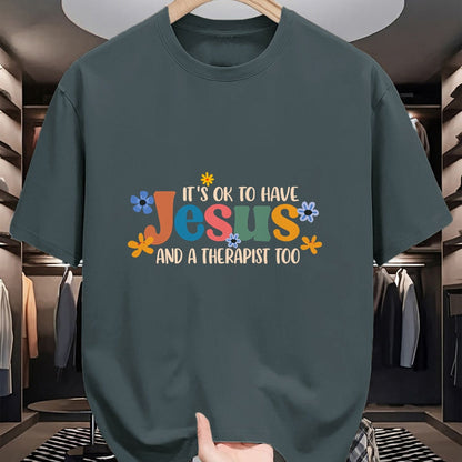 Christian Tee, Christian Faith Unisex T-Shirt/Hoodie/Sweatshirt HLT00 - It_s Ok To Have Jesus & A Therapist Too Christian Jesus God T-Shirt