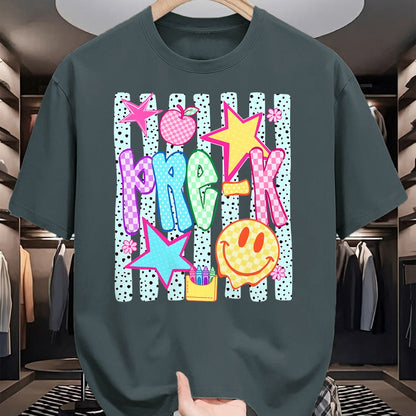 Best Student Shirt, Funny Back To School UnisexT-Shirt/Hoodie/Sweatshirt HLT00 - Back to School Colorful Pre K Checkered Girl Teacher T-Shirt