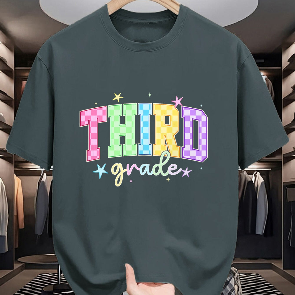Best Student Shirt, Funny Back To School UnisexT-Shirt/Hoodie/Sweatshirt HLT00 - Back to School Checkered Third Grade Team Teacher Students T-Shirt