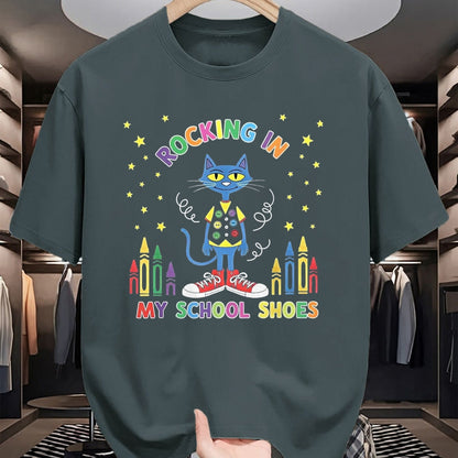 Best Student Shirt, Funny Back To School UnisexT-Shirt/Hoodie/Sweatshirt HLT00 - Cat Rocking in My School Shoes Funny Back to School T-Shirt, Youth, Black, Small