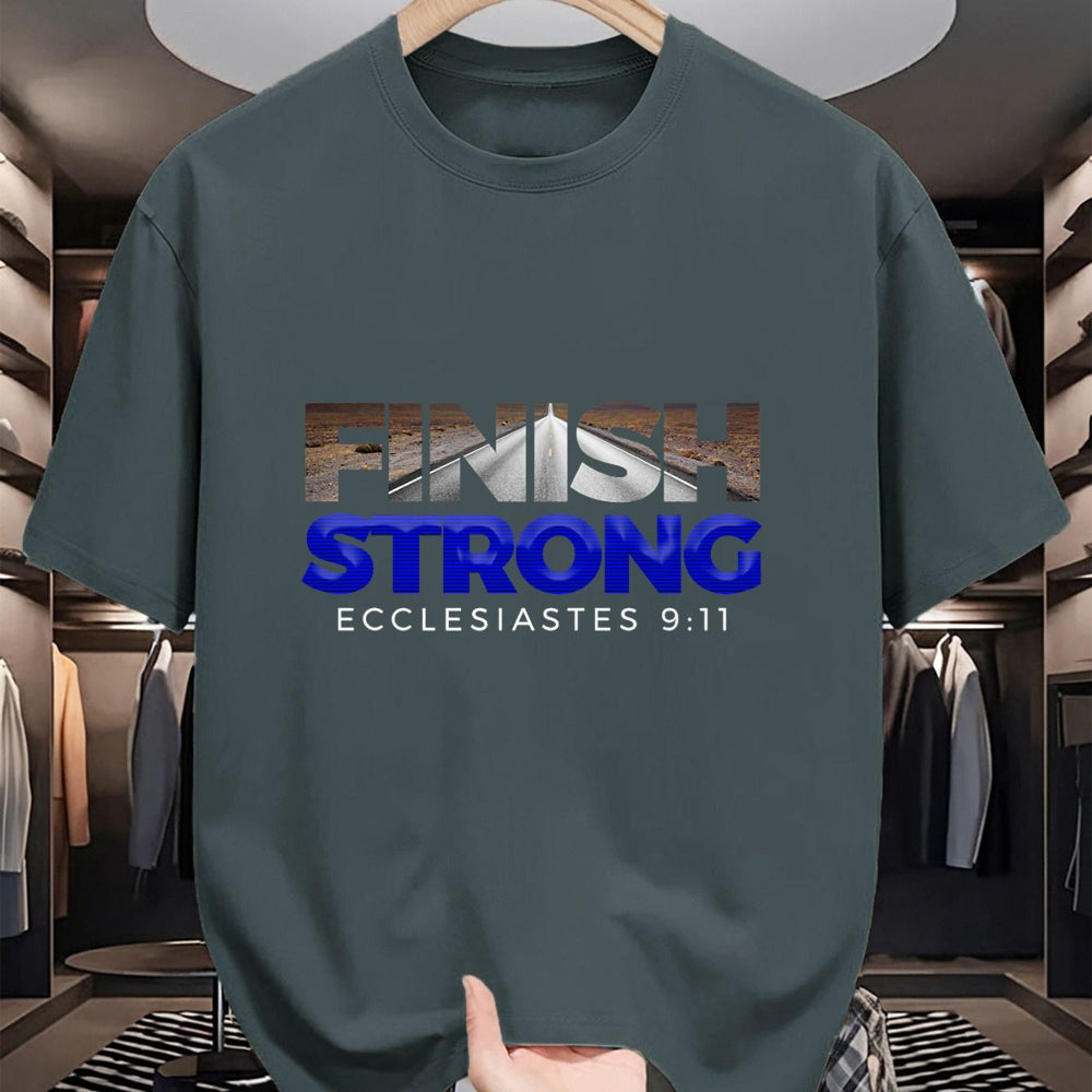 Christian Tee, Christian Faith Unisex T-Shirt/Hoodie/Sweatshirt HLT00 - Finish Strong Christian Jesus Apparel T Shirt Gift Blue T-Shirt