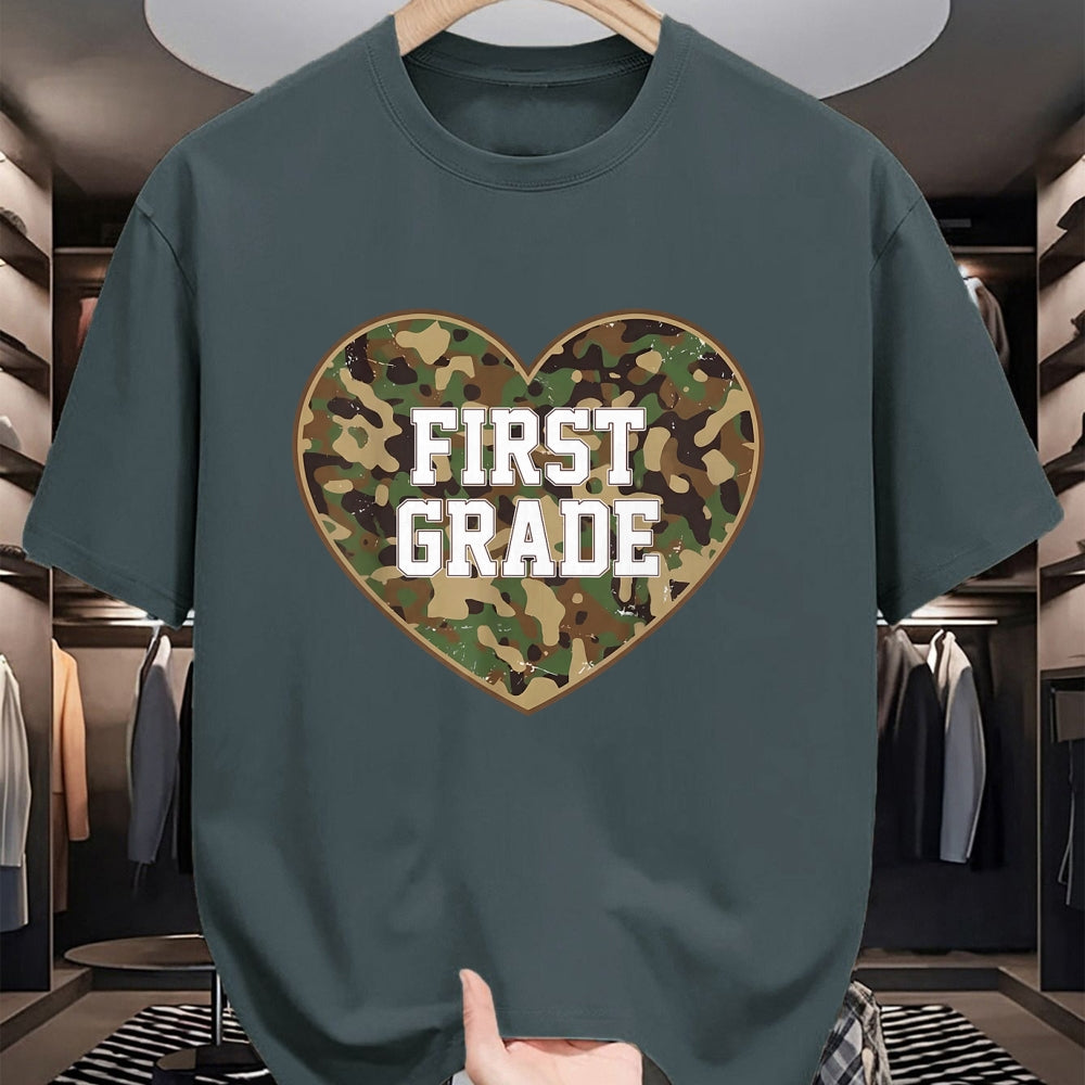 Best Student Shirt, Funny Back To School UnisexT-Shirt/Hoodie/Sweatshirt HLT00 - Back to School Ready to First Grade Heart Camo for Kids Teen T-Shirt
