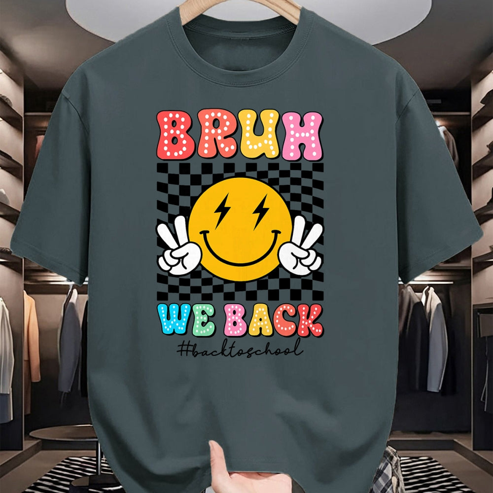Best Student Shirt, Funny Back To School UnisexT-Shirt/Hoodie/Sweatshirt HLT00 - Bruh We Back Checkered Smile Face Back To School Teacher Kid T-Shirt