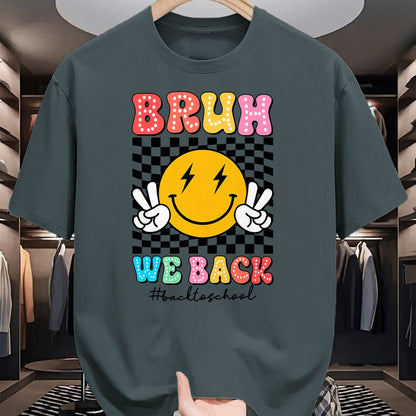 Best Student Shirt, Funny Back To School UnisexT-Shirt/Hoodie/Sweatshirt HLT00 - Bruh We Back Checkered Smile Face Back To School Teacher Kid T-Shirt