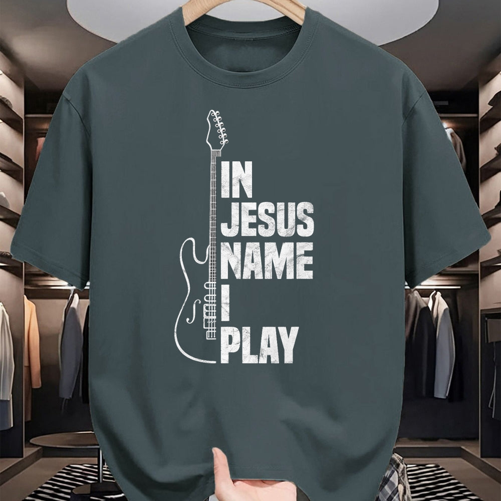 Christian Tee, Christian Faith Unisex T-Shirt/Hoodie/Sweatshirt HLT00 - In Jesus Name I Play Guitar Christian Guitar Player T-Shirt
