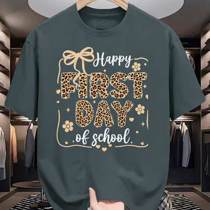 Best Student Shirt, Funny Back To School UnisexT-Shirt/Hoodie/Sweatshirt HLT00 - Cute Leopard Happy First Day of School for Teacher Girls Kid T-Shirt, Men, Black, 3X-Large